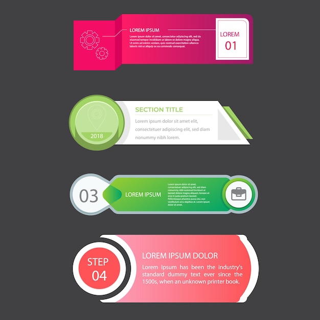 Tabla de contenidos de gradiente infográfico Vector