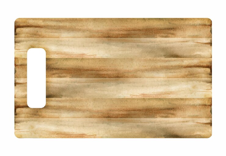 Vector tabla de cortar de choppind de acuarela dibujada a mano para cocina textura de madera de cocina rectangular ilustración objeto único aislado sobre fondo blanco diseño para menú de tarjeta de sitio web de impresión de carteles