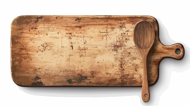 Tabla de cortar rústica y cuchara de madera para los entusiastas de la cocina