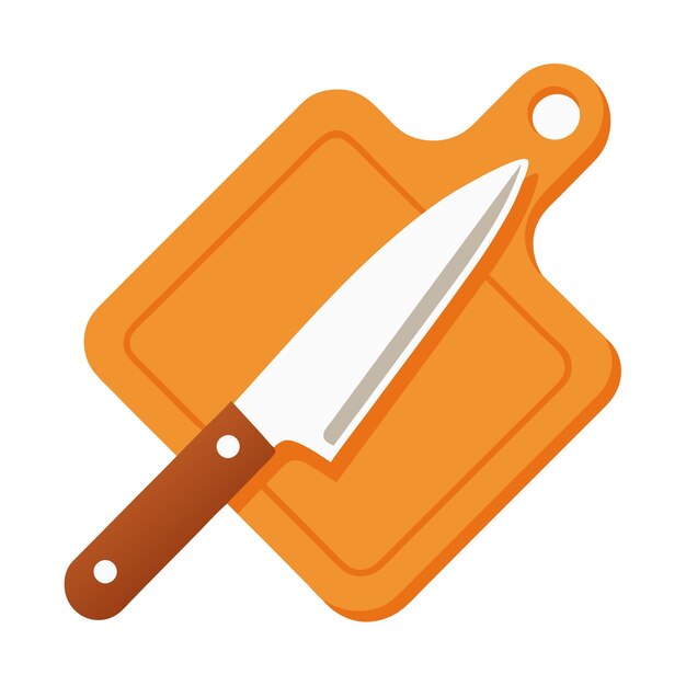 tabla de corte de cocina con vector de cuchillo