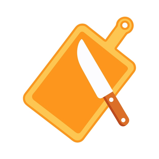 tabla de corte de cocina con vector de cuchillo