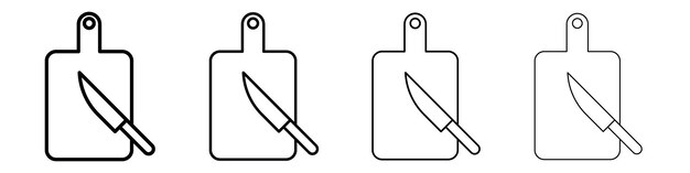 Tabla de corte con logotipo lineal de cuchillo aislado