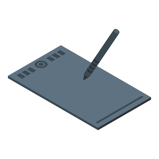 Tabla de dibujo digital isométrica con lápiz
