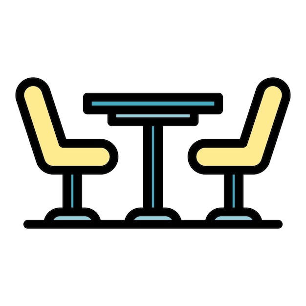 Tabla para dos iconos Tabla de esquema para dos iconos vectoriales color de línea delgada plana sobre blanco