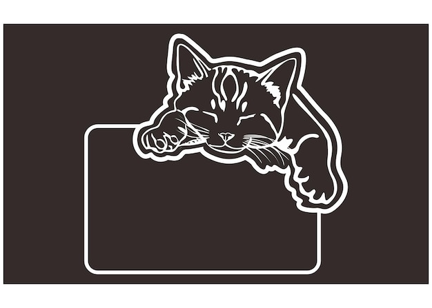 Tabla de identificación de la habitación de los niños con un tema artístico de línea de gato