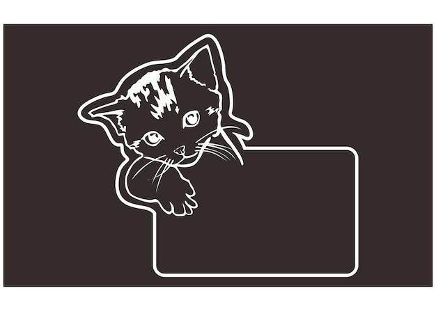 Tabla de identificación de la habitación de los niños con un tema artístico de línea de gato