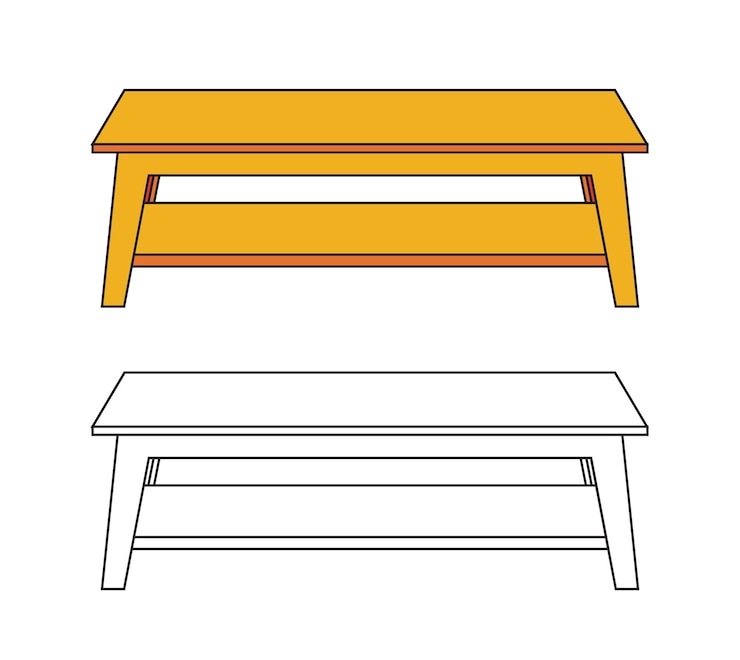 Vector tabla de ilustraciones retro con arte de líneas