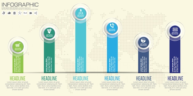 Tabla de infografía y opciones con iconos planos para presentación.