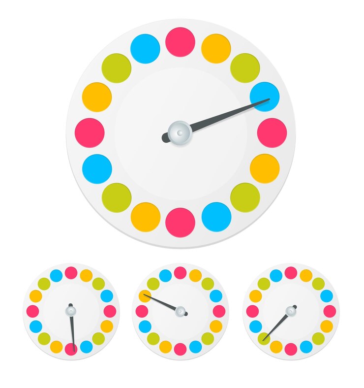 Vector tabla de juego twister con círculos de color y flecha vector set