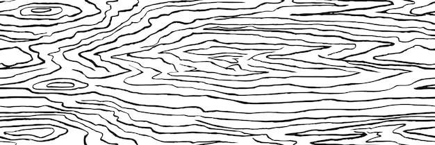 Tabla de madera dibujada a mano con patrón sin costuras, textura de madera, líneas negras sobre fondo blanco