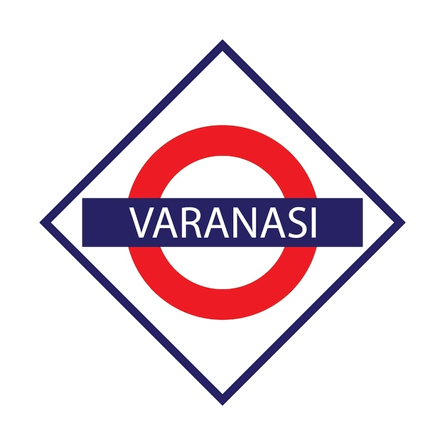 Tabla de nombres de la estación de tren de Varanasi aislada en blanco