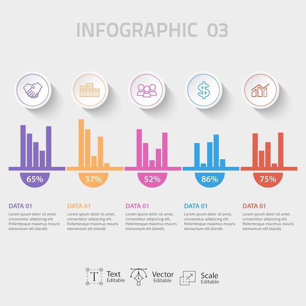 Tabla de operaciones con información de la tabla de datos de 4 opciones