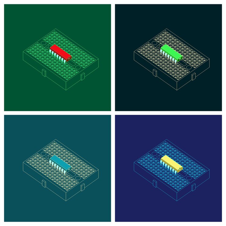 Vector tabla de pan con un microcontrolador en ella