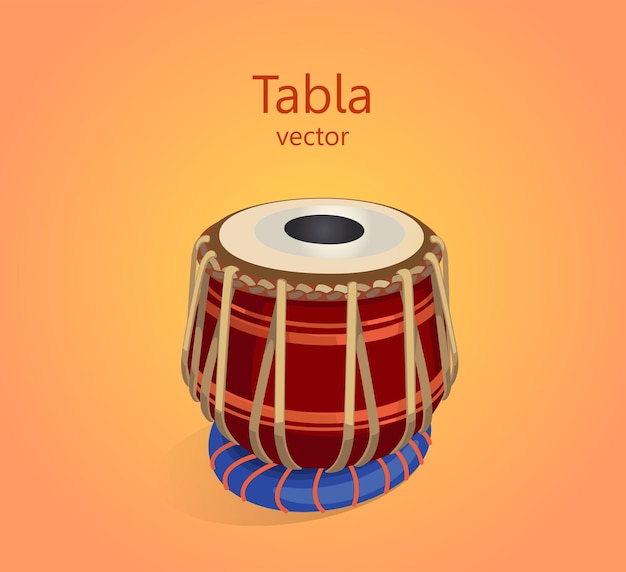 Vector tabla percusión instrumento musical oriental tambor doble