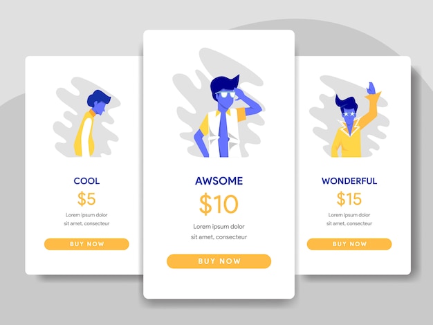 Tabla de precios comparación concepto de ilustración