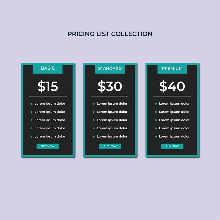 Vector tabla de precios diseño de plantilla de sitio web vector premium