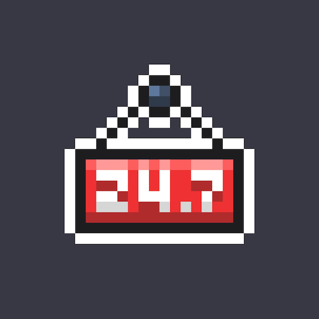Tabla de señales de 24 horas a la semana en estilo pixel art