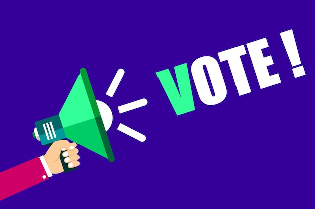Tabla de señalización de voto con la mano