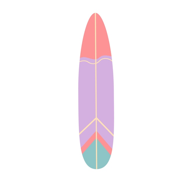 Tabla de surf de madera Equipo deportivo Ilustración plana de dibujos animados aislado sobre fondo blanco