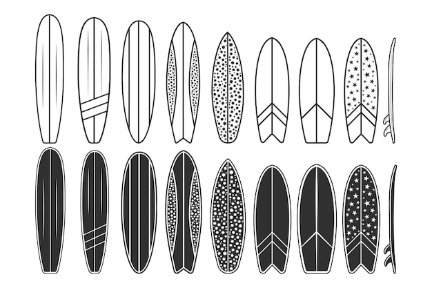 Vector tabla de surf paquete de vectores ilustraciones de tabla de surf imágenes prediseñadas de tabla de surf tabla de surf de surf