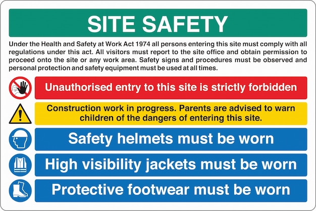 Tablas de advertencia de seguridad en el sitio ISO 7010 Trabajos de construcción en curso