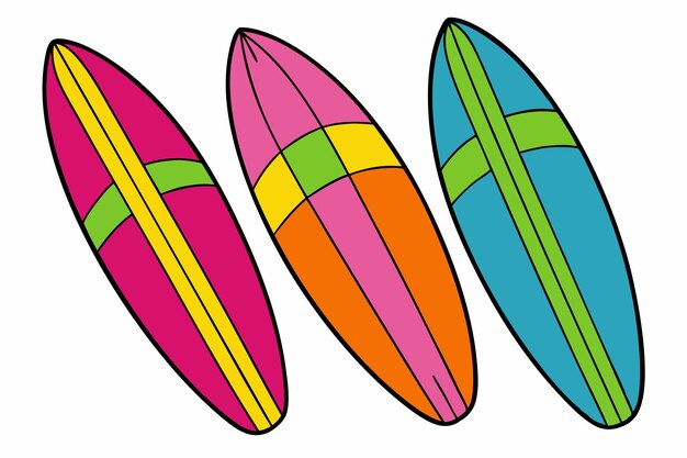 Las tablas de surf de colores antiguos cuentan con tonos retro que evocan las vibraciones clásicas de la playa