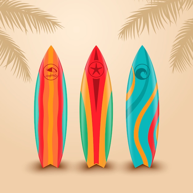 Vector tablas de surf con diseño diferente. ilustración