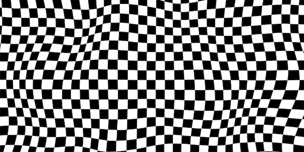 Tablero de ajedrez ondulado Concepto de tablero de ajedrez Efecto de distorsión de onda Ilustración vectorial