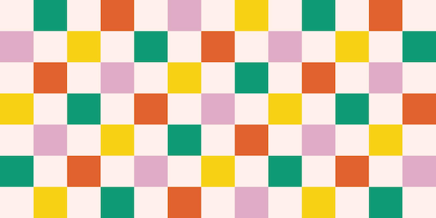 Un tablero de ajedrez vibrante con cuadrícula retro estética groovy geométrica colores audaces psicodélicos de los años 70