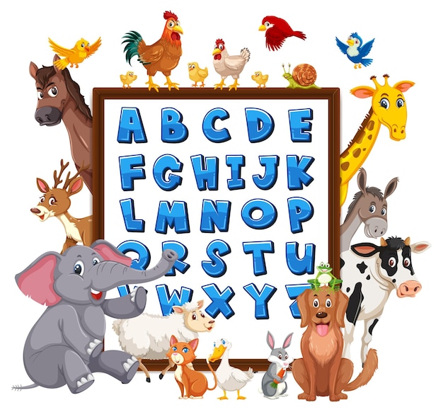 Tablero del alfabeto AZ con animales salvajes