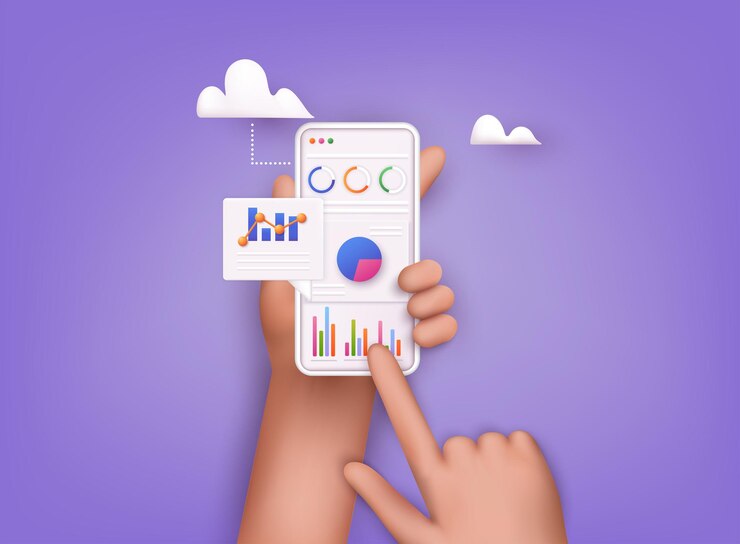Vector tablero de análisis de datos e informe de finanzas empresariales inversión o sitio web seo concepto de pantalla 3d ilustraciones vectoriales web