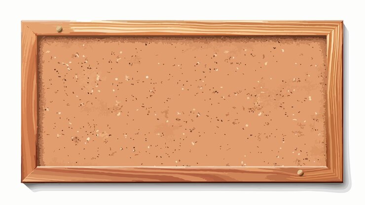 Vector tablero de anuncios de corcho rectangular con marco de madera para la decoración del hogar o la oficina