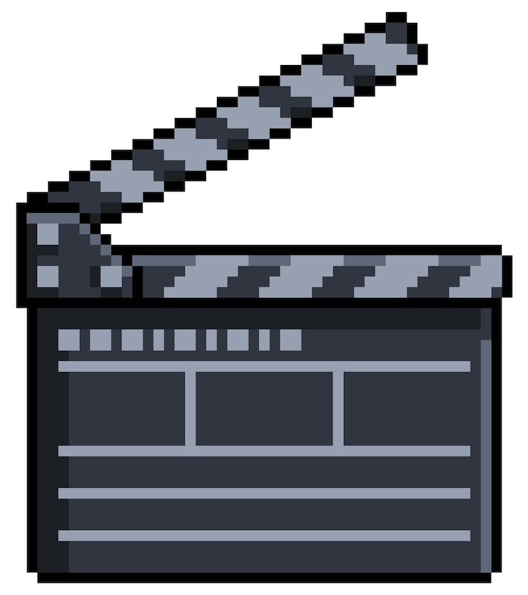 Vector tablero de azote de película pixel art para juego de bits