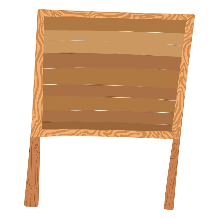 Vector tablero de dibujos animados de madera aislado sobre fondo blanco.