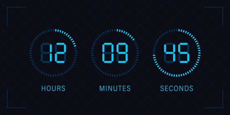 Vector tablero digital de cuenta regresiva con diagrama circular circular. icono de cronómetro, temporizador digital. mira el diseño de estilo de contorno, diseñado para la web y la aplicación.
