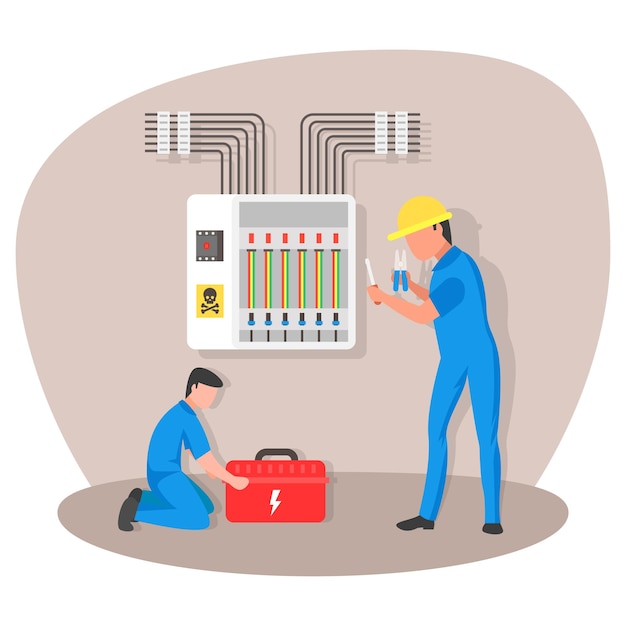 Vector tablero de distribución principal controle la falla de energía desde el panel de interruptores del edificio de la planta de energía