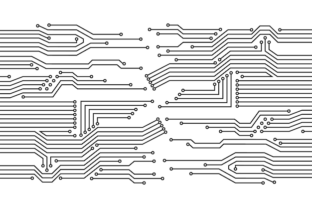 Vector tablero electrónico concepto de sistema de conexión de datos digitales de alta tecnología tecnología de ingeniería de circuitos diseño de microcircuito de placa de circuito impreso electrónico de computadora