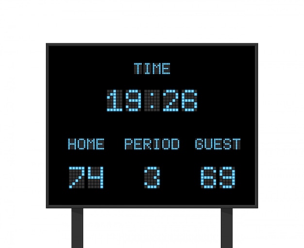 Tablero electrónico digital vectorial con la competencia de puntuación de fútbol o fútbol