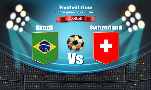 Tablero de fútbol bandera de brasil vs suiza