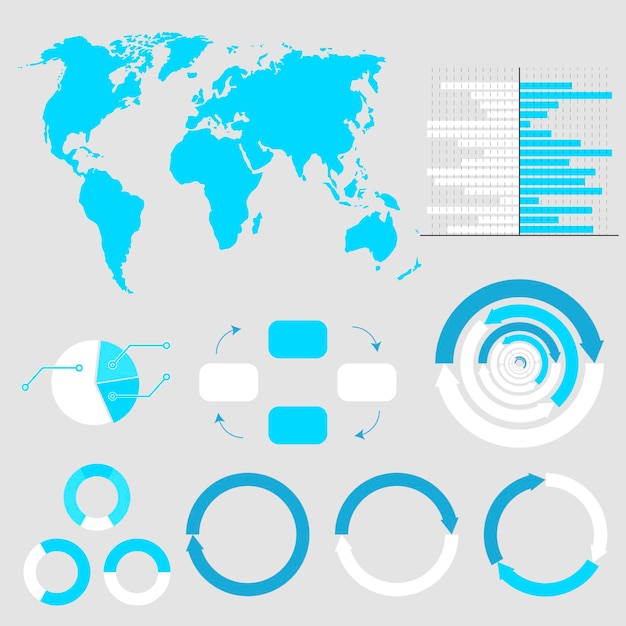 Tablero con gráfico y gráfico de estadísticas del mapa mundial