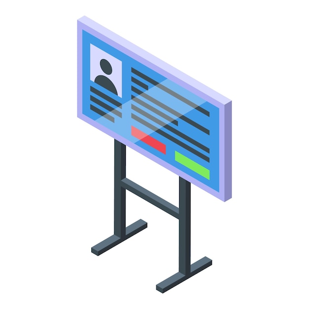 Tablero de información digital que muestra la información del perfil personal en vista isométrica
