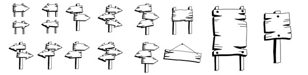tablero de información de señales direccionales de madera rústica