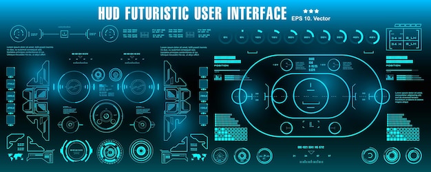 Tablero de instrumentos azul hud futurista de ciencia ficción pantalla objetivo de pantalla de tecnología de realidad virtual