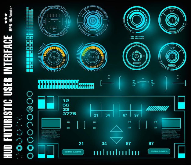 Tablero de instrumentos hud futurista de ciencia ficción que muestra el objetivo de la pantalla de la tecnología de realidad virtual