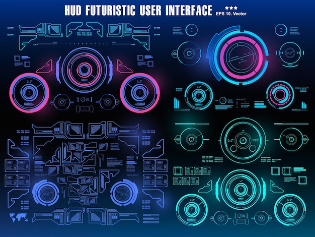 Tablero de instrumentos hud futurista de ciencia ficción que muestra el objetivo de la pantalla de la tecnología de realidad virtual