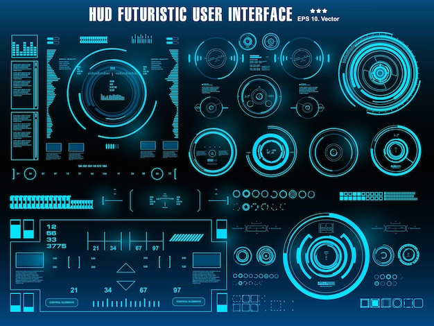 Vector tablero de instrumentos hud futurista de ciencia ficción que muestra el objetivo de la pantalla de la tecnología de realidad virtual