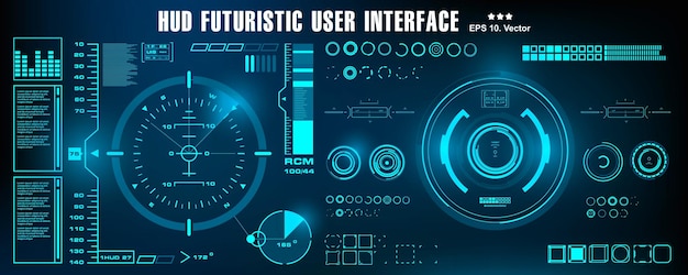 Tablero de instrumentos pantalla de tecnología de realidad virtual hud interfaz de usuario azul futurista