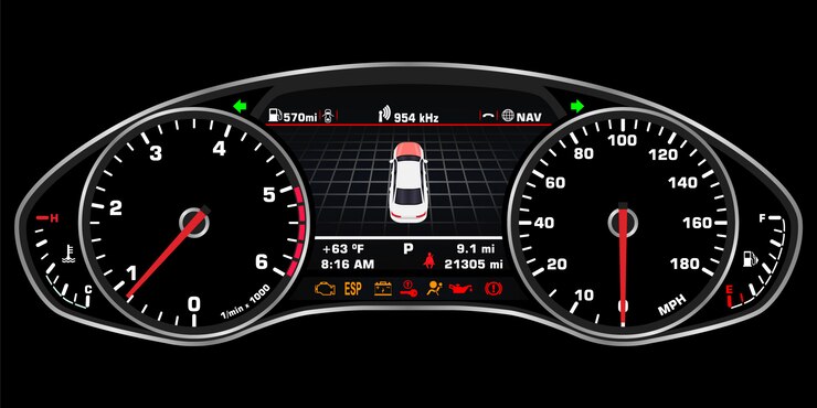 Vector tablero de instrumentos realista del coche.