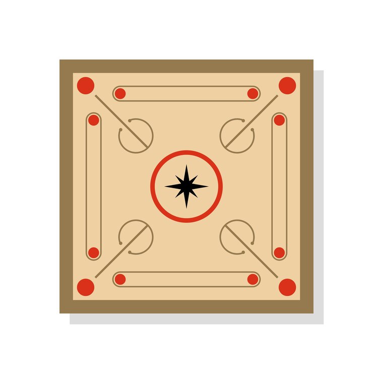Vector un tablero de juego marrón y rojo con una brújula.