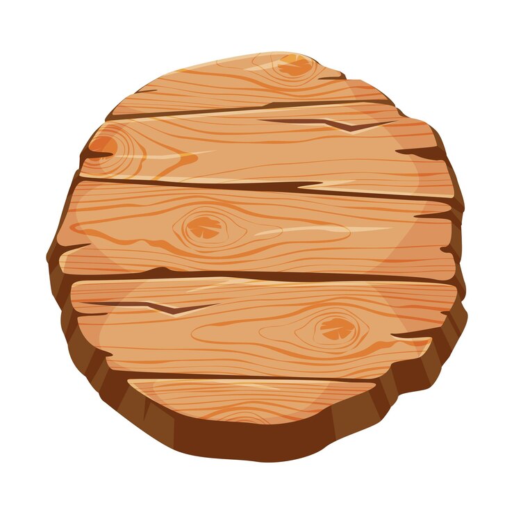 Vector tablero de madera en blanco panel de madera redondo con lugar para su mensaje textura natural ilustración vectorial de señales